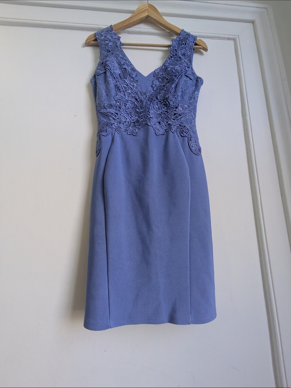 Sleeveless Lace Bodice Mini Dress in Periwinkle Powder Blue